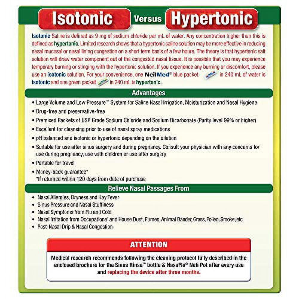 NeilMed's Sinus Rinse Extra Strength Pre-Mixed Hypertonic Packets, 70-Count Boxes - Pack of 2 (Packaging May Vary)