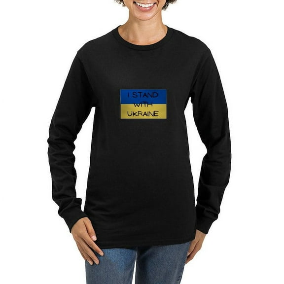 CafePress - I Stand With Ukraine Long Sleeve T Shirt - Women's Long Sleeve Graphic Tee Casual Fit