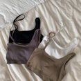 thumbnail image 3 of Fortune Women Navel Tops Plain Ribbed One Shoulder Crop Top, 3 of 10