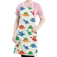 thumbnail image 5 of White Cartoon Dinosaurs Pattern Apron-Garden Aprons for Women with Pockets-Cotton Linen Waterproof Kitchen Cooking Gardening Aprons Adjustable for Kitchen,Cooking,BBQ and Salon 33x27 Inch, 5 of 7