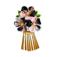 thumbnail image 3 of Tocado tipo kimono, qipao japonés, adornos de primavera, borlas y pinzas para el pelo. Negro, 3 of 9