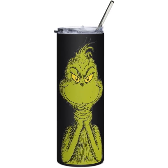The Grinh Sly Smile - Stainless Steel Tumbler - 20oz (600ml) Insulated Travel Mug with Straw