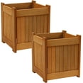 thumbnail image 3 of Sunnydaze 16" x 15.75" x 18" Square Brown Meranti Wood Outdoor Planter Box 2-Count, 3 of 10