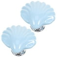 thumbnail image 3 of 2pcs Cabinet Knob Shell Shaped Drawer Wardrobe Pull Ceramic Dresser Pull Furniture Handles, 3 of 9