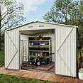 thumbnail image 7 of Sunmthink 9.6' x 7.8' Outdoor Storage Shed, Metal Shed with Lockable Door & Air Vent for Backyard, Garden, Gray, 7 of 7