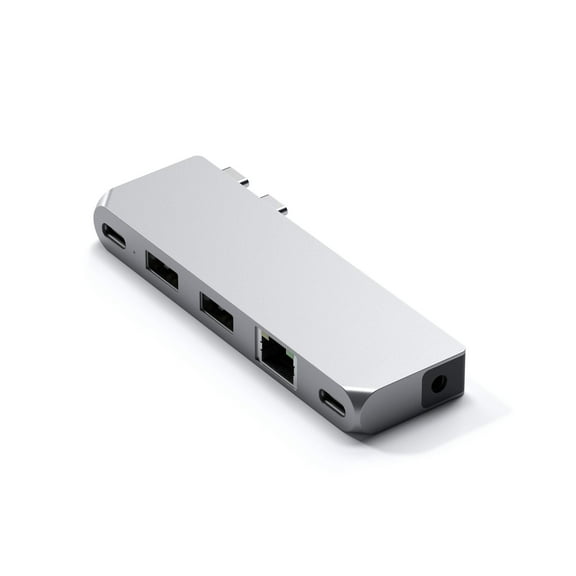 Satechi 6-In-1 Dual USB Type-C Pro Hub Mini for Select Apple MacBook Pro & MacBook Air, Silver