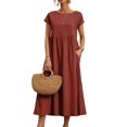 thumbnail image 1 of Vestido midi Zhyaj, holgado, túnica de verano, playa, con bolsillos, algodón, 1 of 7