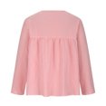 thumbnail image 5 of IROINNID Discount Women's Long Sleeve V-Neck Shirts Casual Long Sleeve V-Neck Cotton Linen Solid Drawstring Loose Tops Blouse,Pink, 5 of 7