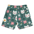 thumbnail image 2 of Happy Cat and Flower Pattern Swim Trunks Quick Dry Beach Pool Board Shorts Lightweight Stylish Print Sizes 2T to XL, 2 of 8
