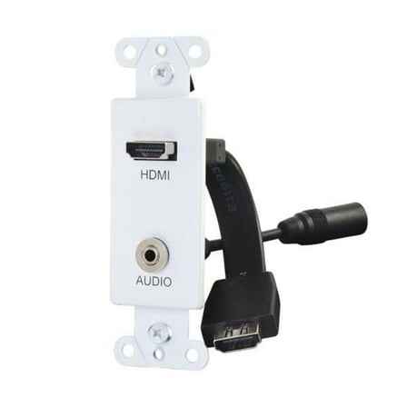 C2G 39872 HDMI & 3.5 mm Audio Pass Through Decorative Wall Plate, White
