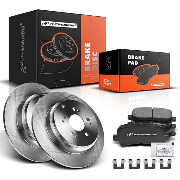 A-Premium 13.15 inch (334mm) Rear Solid Disc Brake Rotors   Ceramic Pads Kit Compatible with Select Acura and Honda Models - MDX 2007-2013, ZDX 2010-2013, Odyssey 2011-2017, Pilot 2009-2015, 6-PC Set