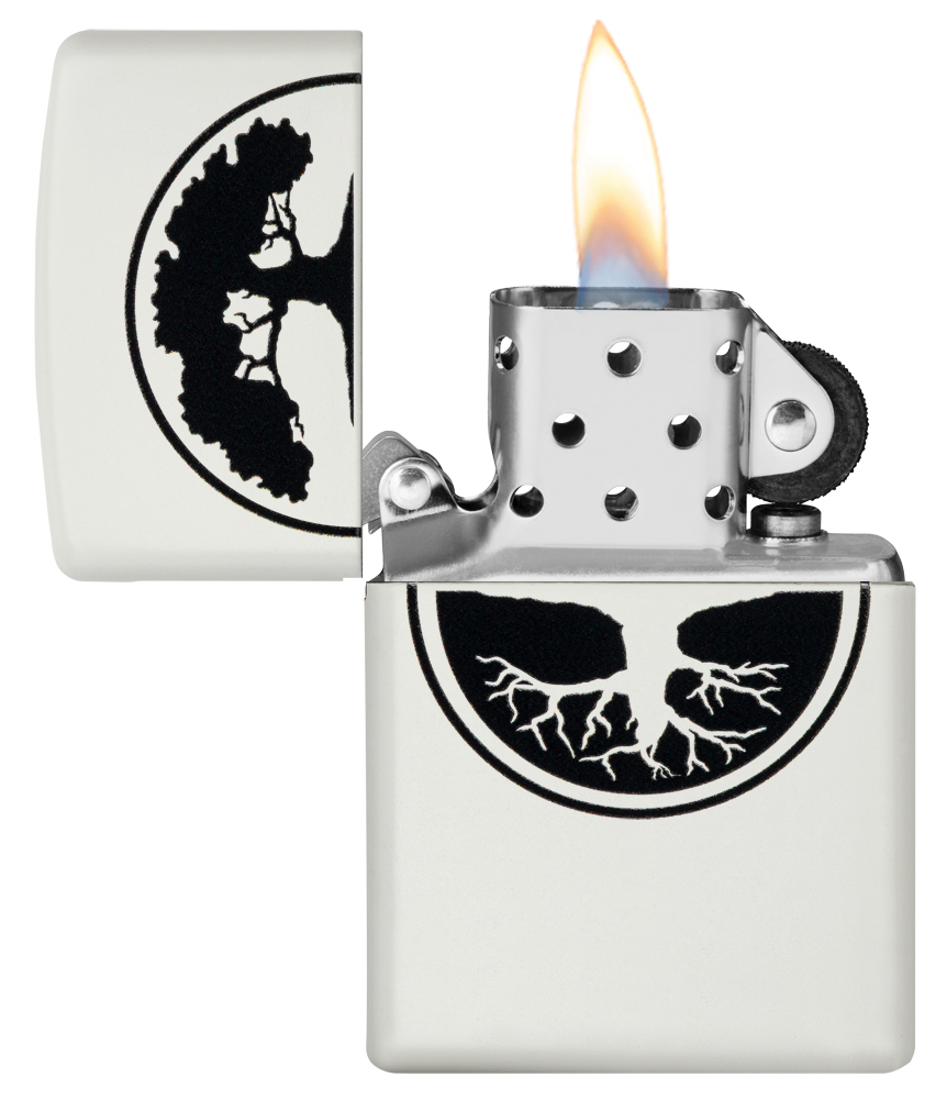 Zippo White Matte Tree of Life Windproof Pocket Lighter