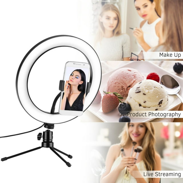 Luz del Anillo Led, Luz de Anillo de Cámara Led Sin Infrarrojo, Ligero de Peso Ligero Con Trípode para la Fotografía de Maquillaje Filtrando Transmisión en Vivo