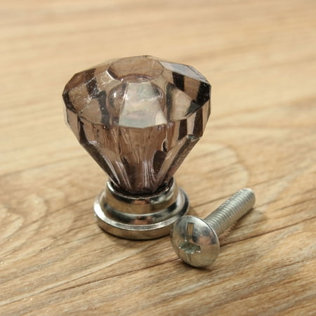 12pcs 25mm Crystal Glass Dresser Drawer Knobs Diamond Plated Shape