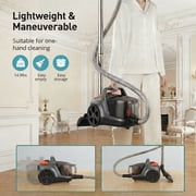 Canister Vacuum Cleaner, 30Kpa Powerful Suction, Bagless with 3.7QT Large Dust Cup, Auto Cord Rewind, HEPA Filter, 5 Attachments, Lightweight Vacuum for Pet Hair, Hard Floors & Car
