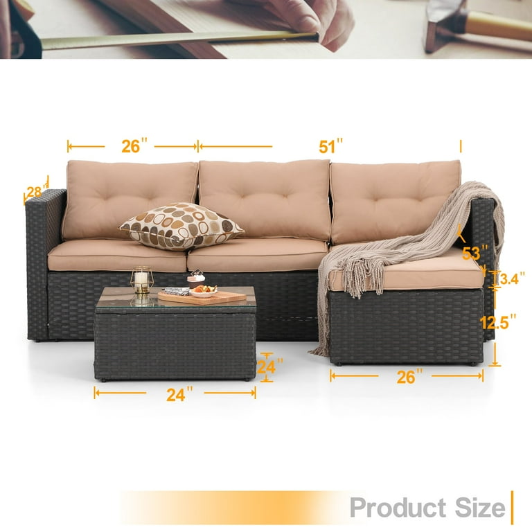 Steward outdoor 3 piece rattan sectional sales