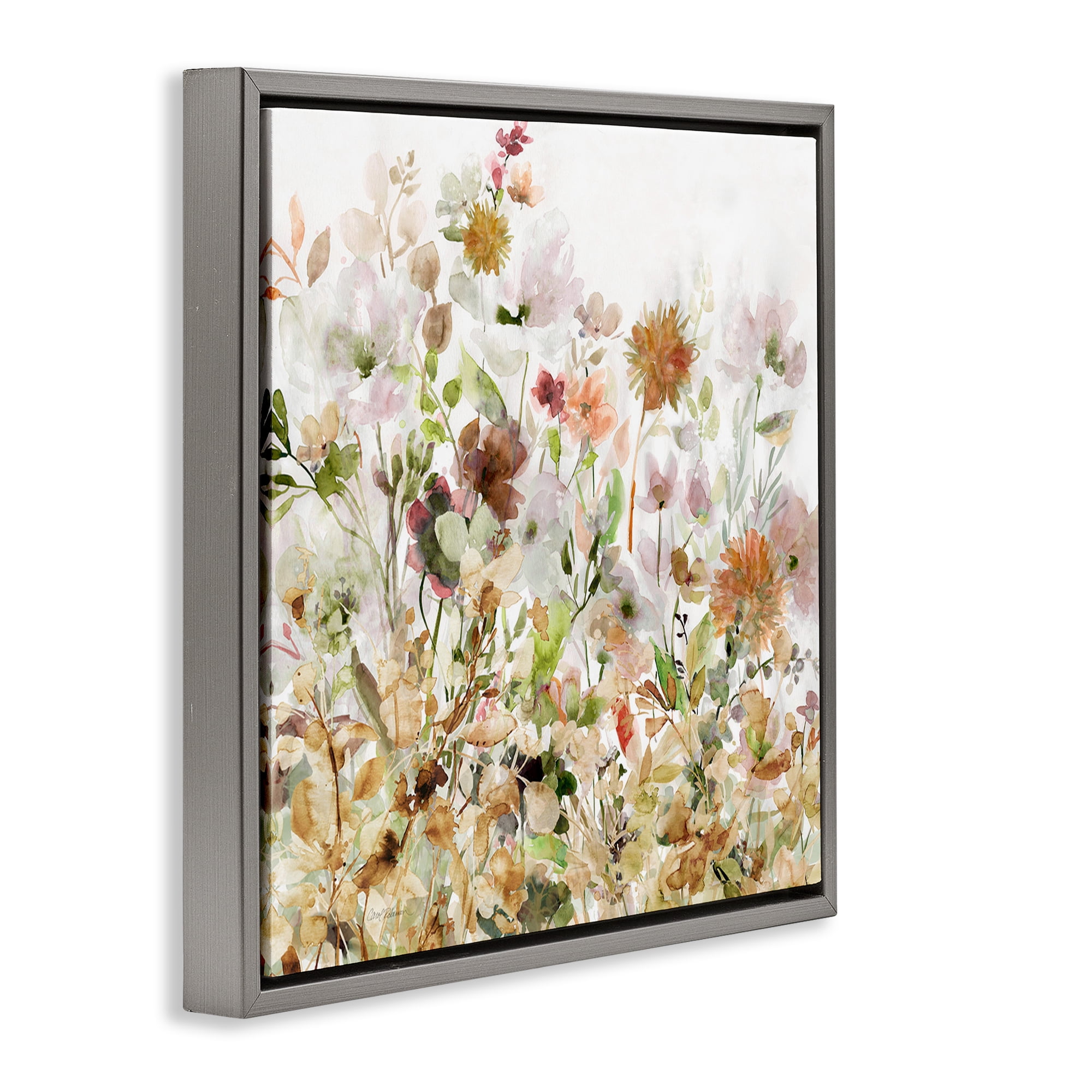 Stupell Industries Mixed Garden Florals Botanical & Floral Painting Gray Floater Framed Art Print Wall Art, 25 x 25
