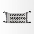 thumbnail image 2 of White and Gray Fringed Lumbar Pillow Cover, 2 of 3