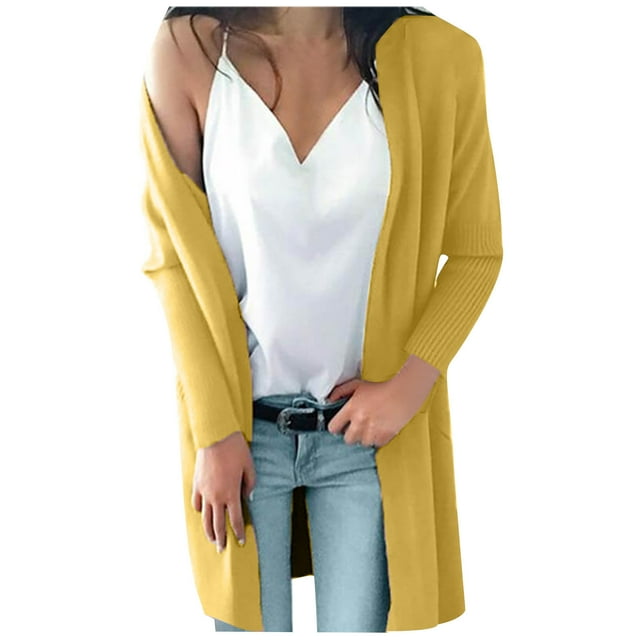 Cardigans pour Femmes Chandails pour Femmes Printemps et Été Couleur Cardigan à Manches Longues avec Poches Chemise Ample Décontractée à Revers Hauts d'Automne pour Femmes en Liquidation