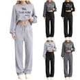 thumbnail image 1 of Sentmoon Ensembles de Chandails pour Femmes Mode Automne Vêtements Femme Décontracté Chandail Sport Imprimé Manches Longues Col Rond Manches Raglan Blouse Pantalon Chandail en Molleton Ensemble Deux Pièces Taille Élastique, 1 of 6