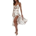thumbnail image 2 of hirigin Women's Sleeveless Dress Hollow Waist Floral/ Dot Cross Tie Deep V-neck Casual Dresses, 2 of 9