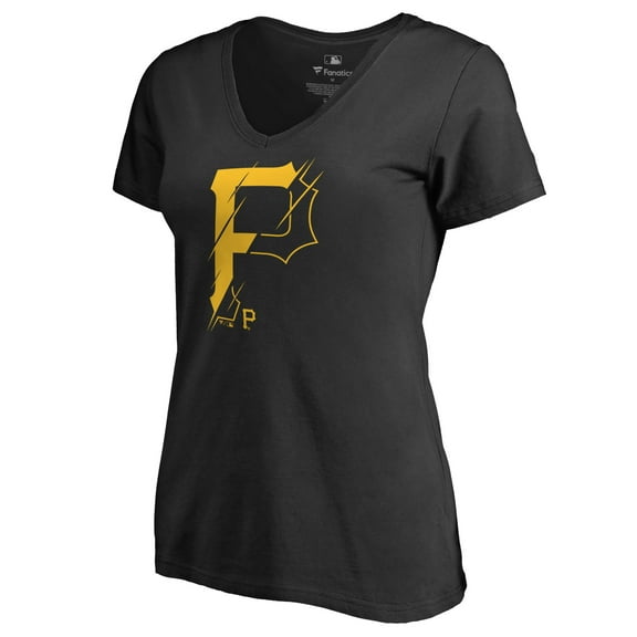 Women's Black Pittsburgh Pirates X-Ray V-Neck T-Shirt