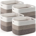 thumbnail image 2 of 4 Pack Storage Baskets for Organizing, 12''Lx10''Wx8''H Woven Baskets for Storage Toys, Towels, Books, and Clothes, Cotton Rope Basket for Shelves with Handle White & Brown,White & Pink, 2 of 2