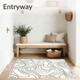 thumbnail image 3 of ODIKA 3'x5' Machine Washable Non-Slip Area Rug, Abstract Nordic Waves Featuring Art Influences High Traffic Rug, Ivory, 463942, 3 of 7