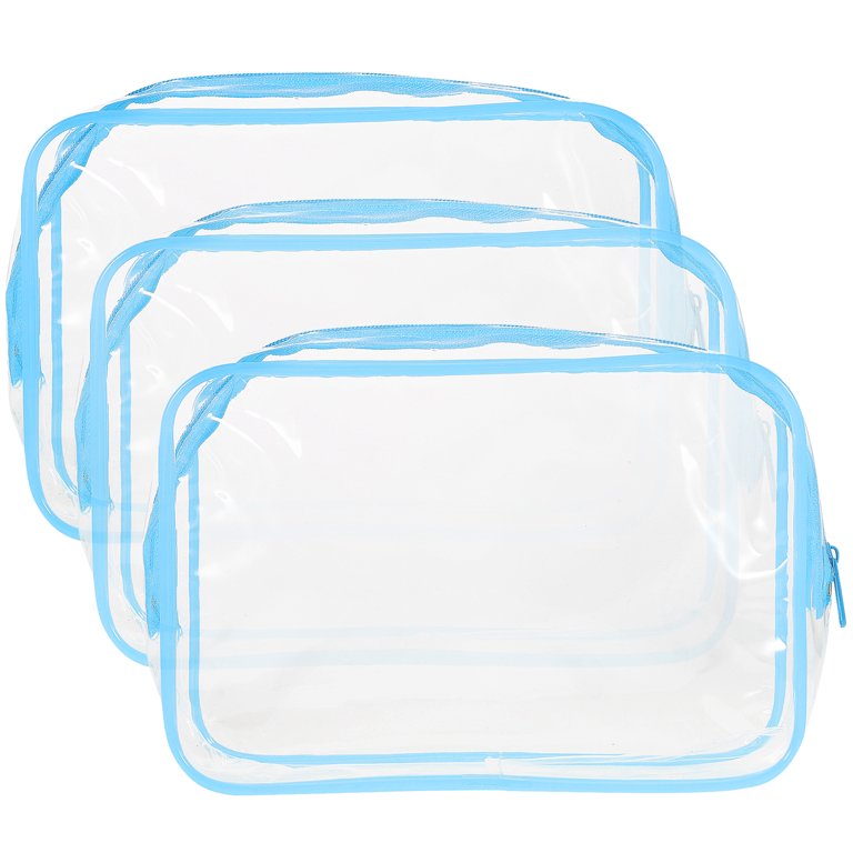 3Pcs Clear Cosmetics Bag Zippered Clear Toiletry Carry Pouch Portable  Cosmetic Makeup Bag