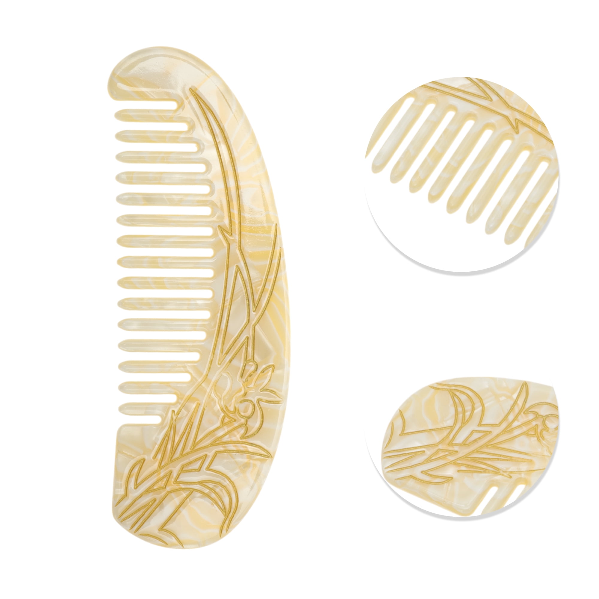 Unique Bargains 1 Pc Floral Half Round Hair Comb for All Hair Types Styles Yellow