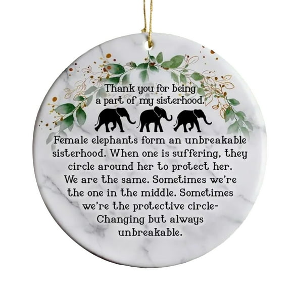 Elephant Ornament for Best Friends,Friendship Gifts for Women Christmas Ornaments Gift for Sister,Bestie&Close Friends,Elephant Friendship Ornament,Friendship Round Hanging Xmas Tree Ornaments 1Pc