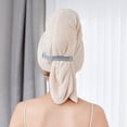 thumbnail image 2 of Microfiber Hair Towel Wrap for Women, Soft Hair Drying Towel with Elastic Band, Fast Drying Hair Turbans for Wet Curly Long Hair, Microfiber Towel for Hair Anti Frizz 39.37" X 23.62" (Khaki), 2 of 5