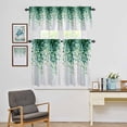 thumbnail image 4 of Kitchen Window Curtains Valance and Tier Set, Watercolor Green Botanical Leaves Rod Pocket Tier Curtain Valance Set, Farm Plant Wood Grain Light Filtering Cafe Curtains for Bedroom Living Room, 4 of 9