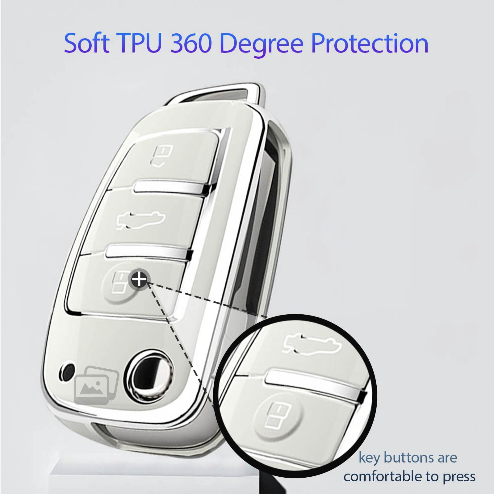 Compatible Key Fob Cover for Audi Key Fob Cover Compatible with A3 A6 A6L A7 A8 Q7 Q8 E-Tron S3 S6 S7 SQ7 RS6 RS7,etc Smart Remote Key Protector TPU Key Case Remote Key Holder
