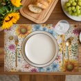thumbnail image 4 of Sunflower Vintage Placemats Set of 6, Yellow Floral Summer Botanical Retro Art Placemats for Dining Table, Place Mats for Kitchen Tabletop, Waterproof Wipeable Dining Table Mats Set, 4 of 9