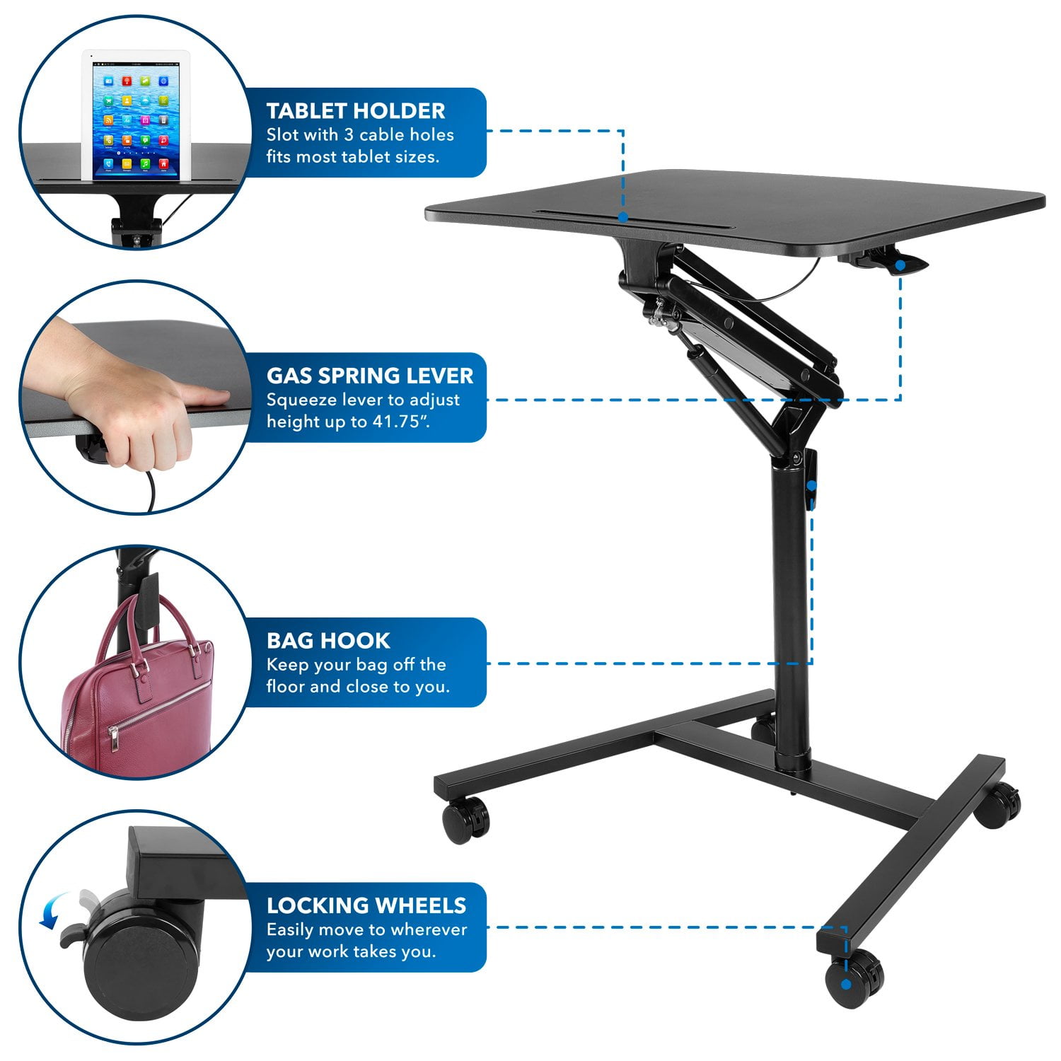 Mount-It! Mobile Standing Desk w/ Locking Wheels