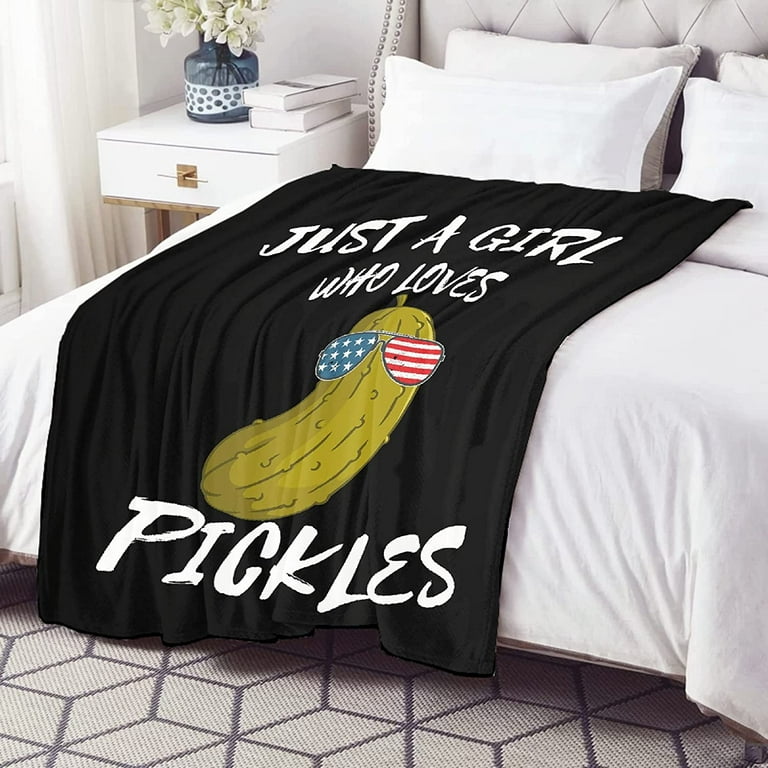 Pickle Blanket Just Girl Who Loves Pickles Blankets Soft Fleece Throw for Teens Kid Daughter Women Room Bed Sofa Couch Flannel Velvet Quilt Dill
