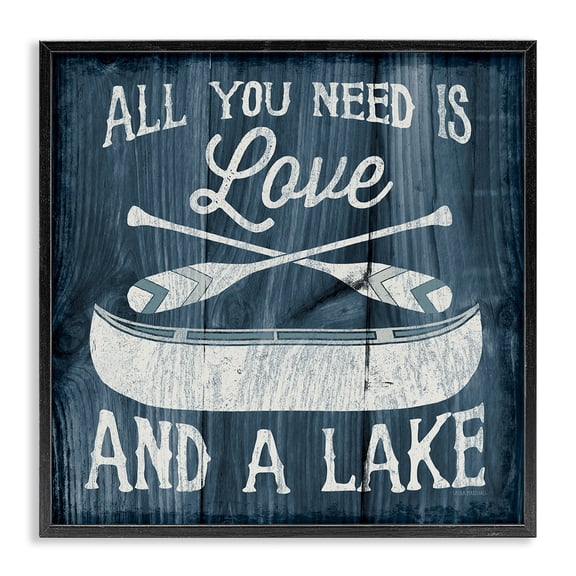 Stupell Industries Rustic Lodge Love & Lake Phrase Black Framed Giclee Art, 12 x 12, by Laura Marshall
