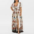 thumbnail image 2 of 2020 cross-border explosions summer women's new AliExpress fashion printed large size V-neck dress, 2 of 8