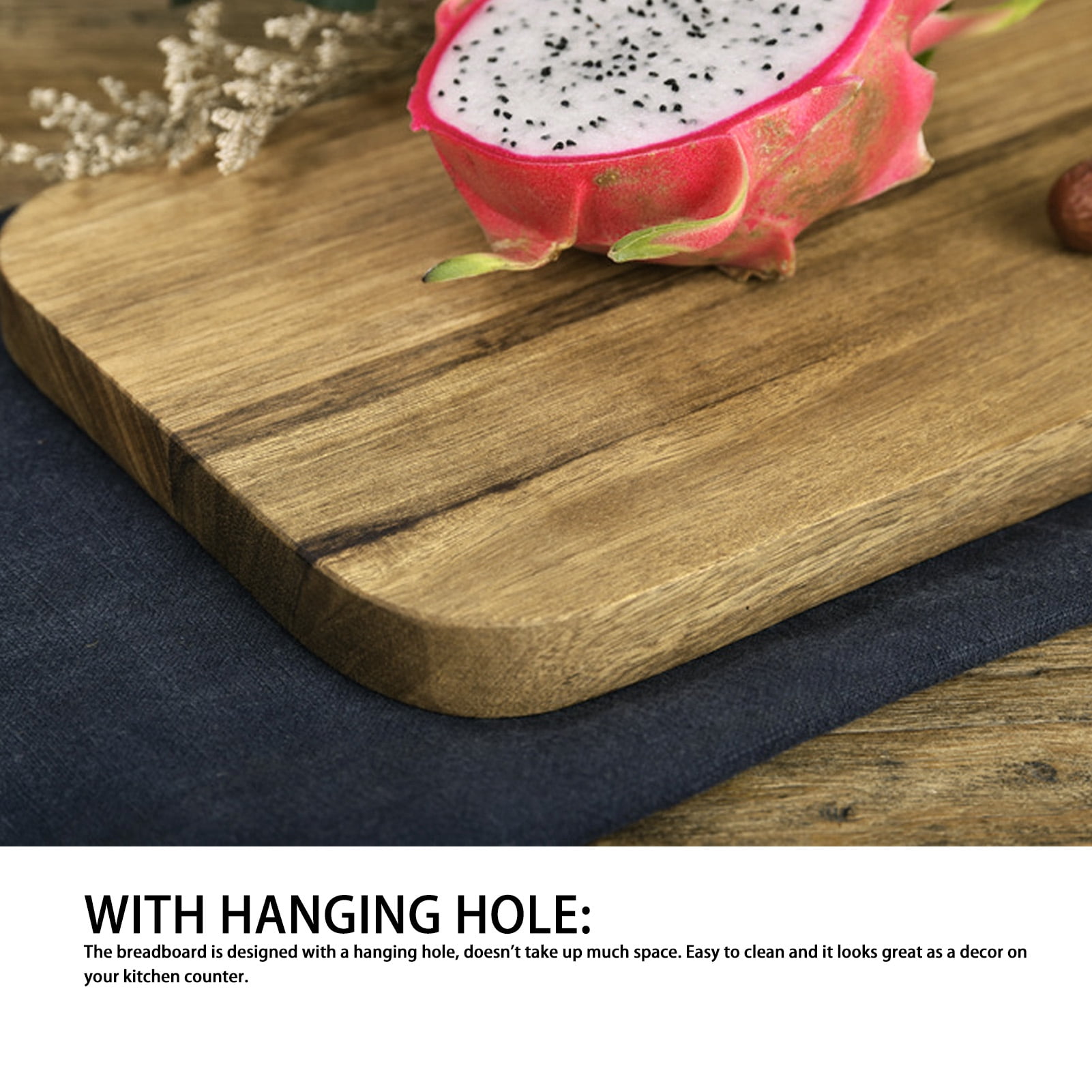 Yajisi Zebra Wood Cutting Board with Hanging Hole, Rectangular Wood Chopping Board for Bread Pizza Vegetable Fruits Cheese Serving (11.4 x 7.1 inches / 29 x 18 cm), Small Size