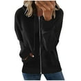 thumbnail image 1 of Chaquetas Para Mujer Abrigos Abrigos Casual Sólido Con Capucha Manga Larga Cremallera Cordón Camisas Tops Abrigo Odeerbi ODB147321, 1 of 8