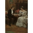 thumbnail image 2 of Alice Barber Stephens 14x18 Gold Ornate Wood Frame and Double Matted Museum Art Print Titled - Seated Couple Having Tea (1898), 2 of 4