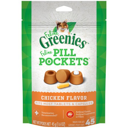 FELINE GREENIES PILL POCKETS Natural Cat Treats, Chicken Flavor, 1.6 oz. Pack
