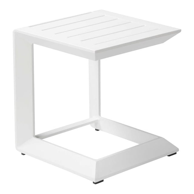 Afuera Living Table d'Appoint Moderne en Aluminium pour Patio, Fini Blanc Thermolaqué