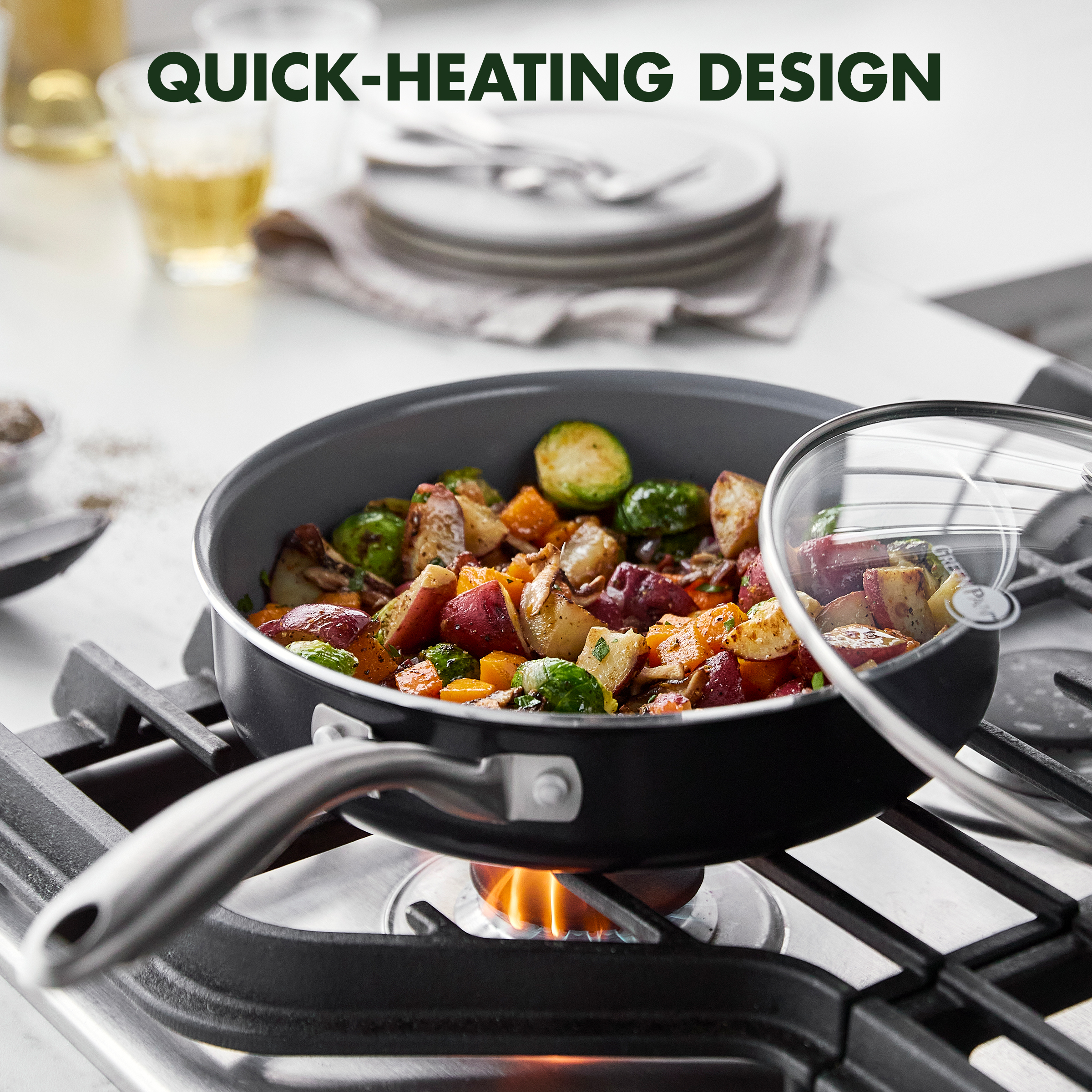 GreenPan™ Premiere Stainless-Steel Ceramic Nonstick Covered Sauté Pan with  Helper Handle