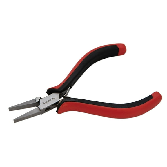 The Beadsmith Flat Nose Pliers, 5 inches (127mm) with Polished Steel Head, Ergonomic Comfort Grip Handle with Double-Leaf Spring