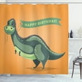 thumbnail image 1 of Ambesonne Dinosaur Shower Curtain, Birthday Greetings Fun, 69"Wx84"L, Green Pale Green Orange, 1 of 3