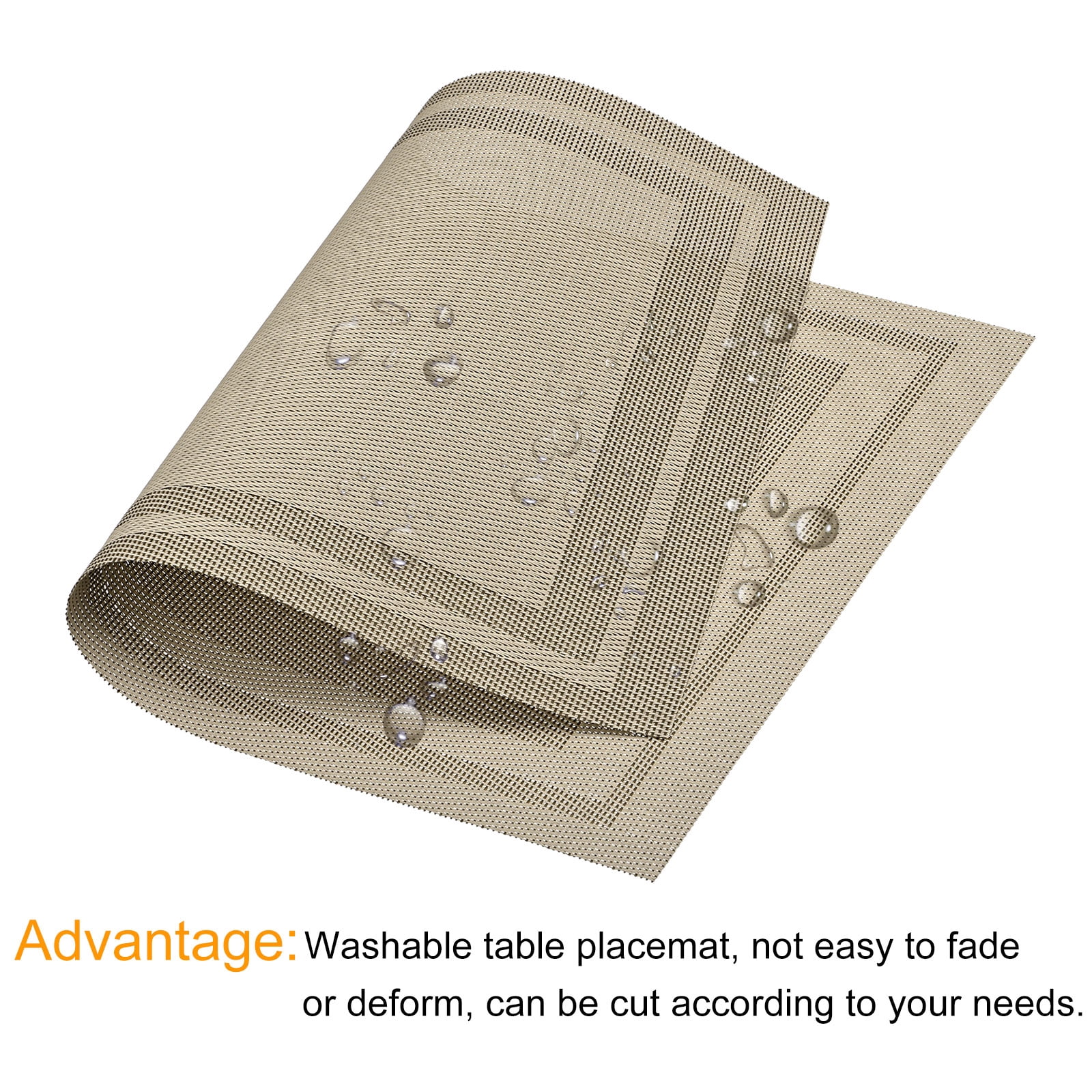 Unique Bargains Durable Square PVC Washable Woven Table Mats for Restaurant Use Khaki