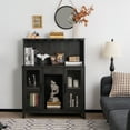 thumbnail image 3 of Costway 2-Door Buffet Bar Cabinet Kitchen Storage Sideboard Wine Rack Glass Holder Black, 3 of 10
