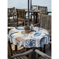 thumbnail image 2 of Outdoor Tablecloth with Umbrella Hole Zipper Ocean Coastal Round Tablecloth 54" Waterproof Outside Table Cloth Summer Nautical Starfish Conch Shells Patio Table Cover Tablecloths for Picnic Party, 2 of 8
